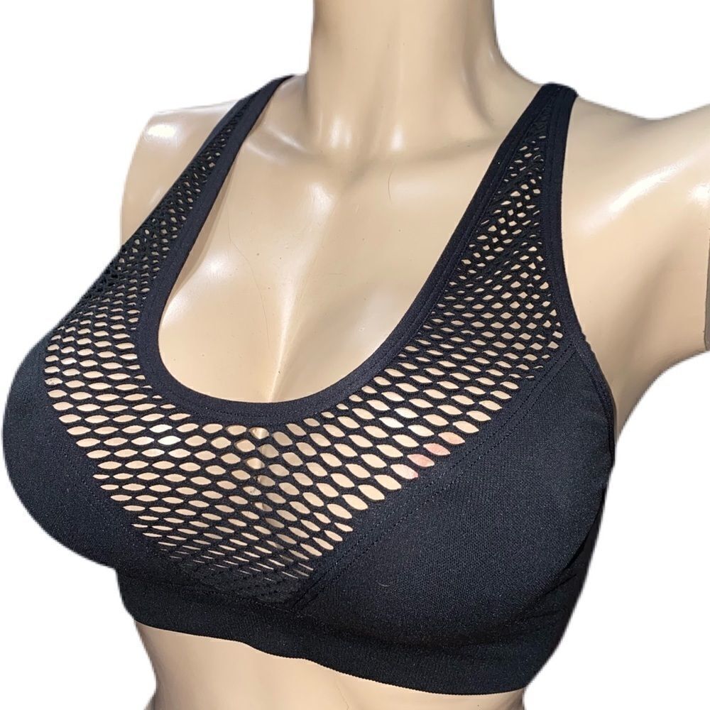 Victoria’s Secret Seamless Comfort fishnet sport bra Black L